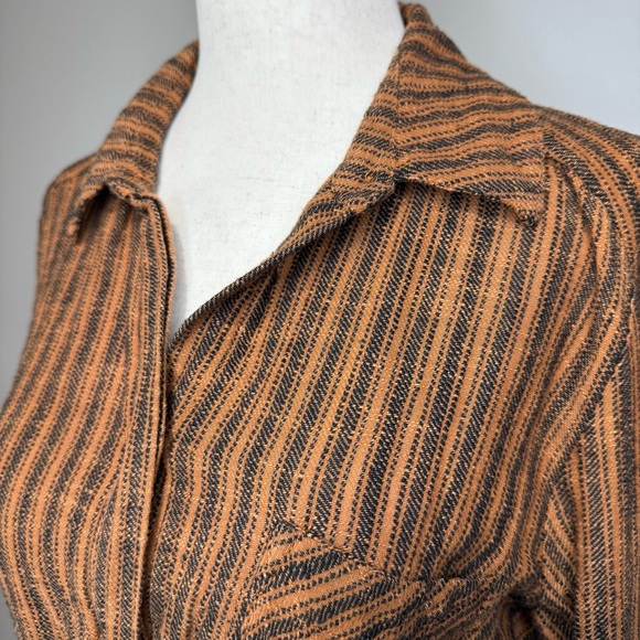 Free People Rust and Black Striped Button Down Shirt - Picture 4 of 6